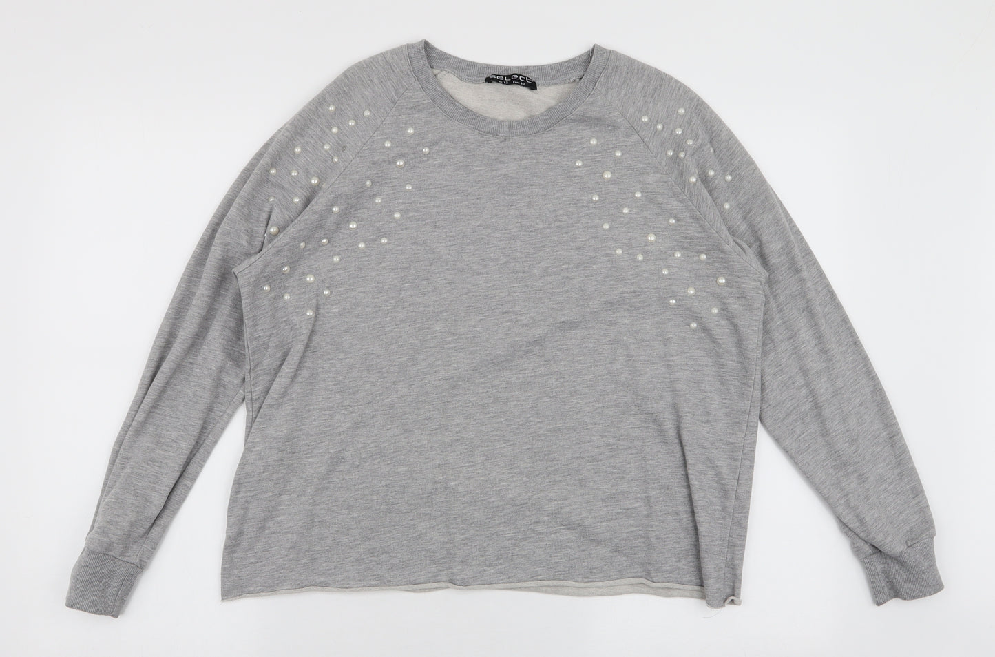 Select Womens Grey  Cotton Pullover Sweatshirt Size 12  Pullover