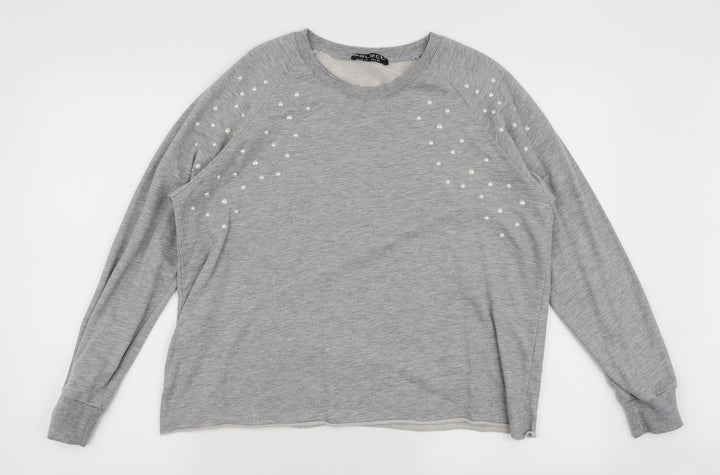 Select Womens Grey Cotton Pullover Sweatshirt Size 12 Pullover