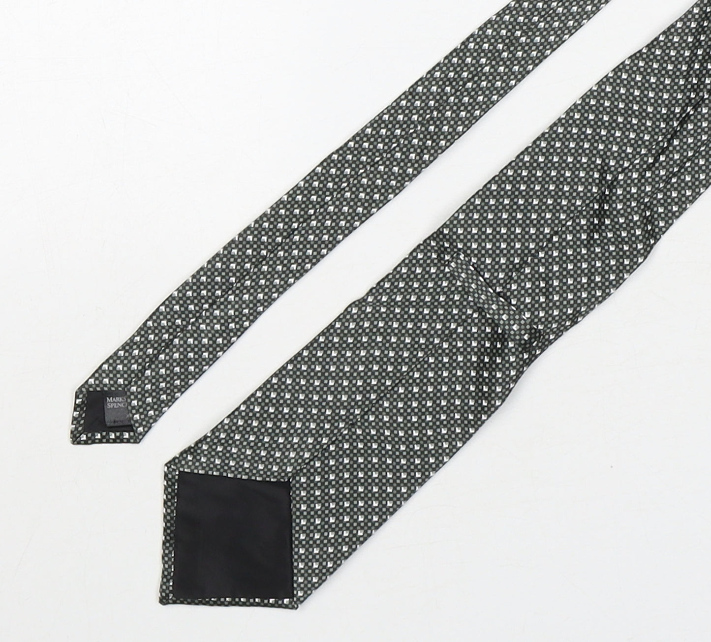 Marks and Spencer Mens Green Plaids & Checks Silk Pointed Tie One Size