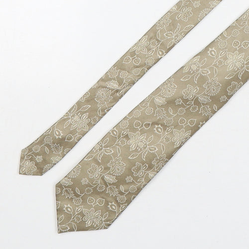 Marks and Spencer Mens Beige Floral Silk Pointed Tie One Size