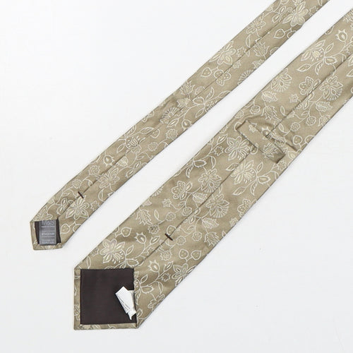 Marks and Spencer Mens Beige Floral Silk Pointed Tie One Size