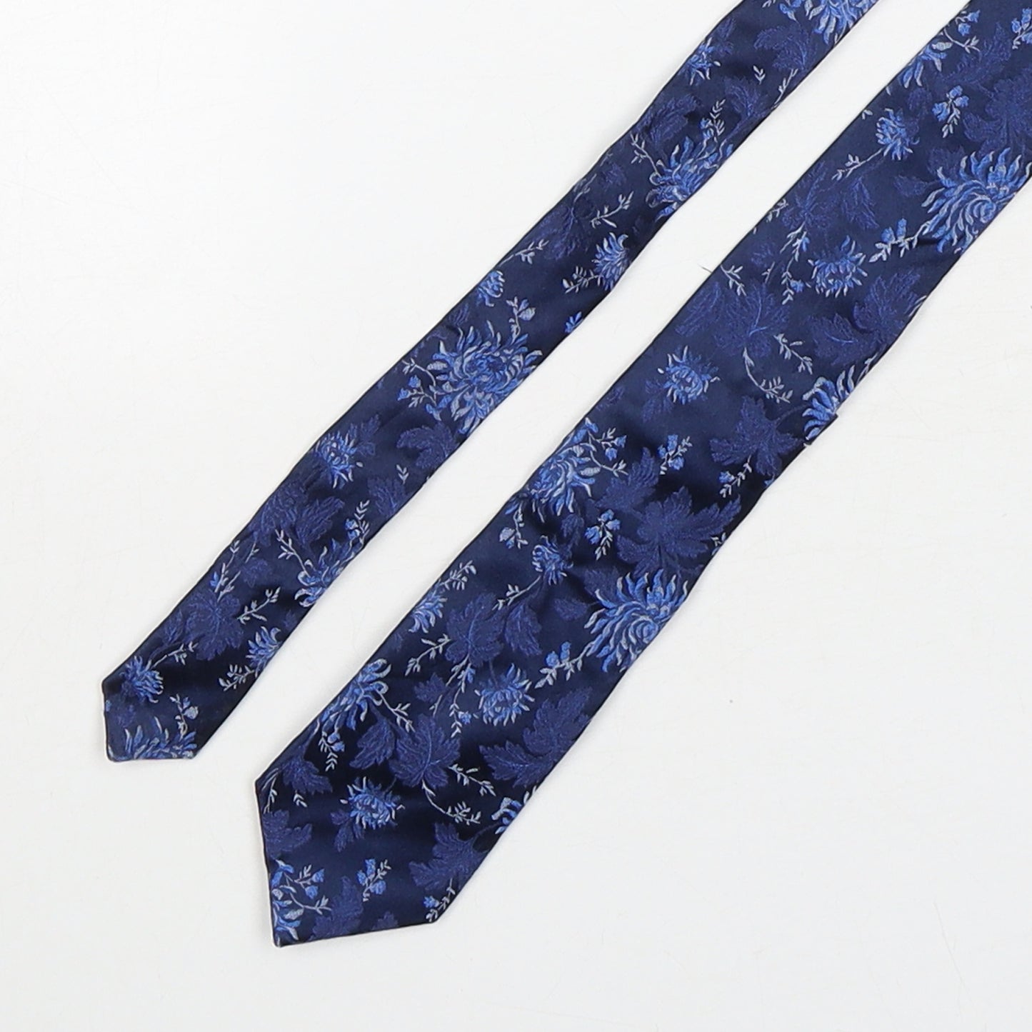 Autograph Mens Blue Floral Silk Pointed Tie One Size