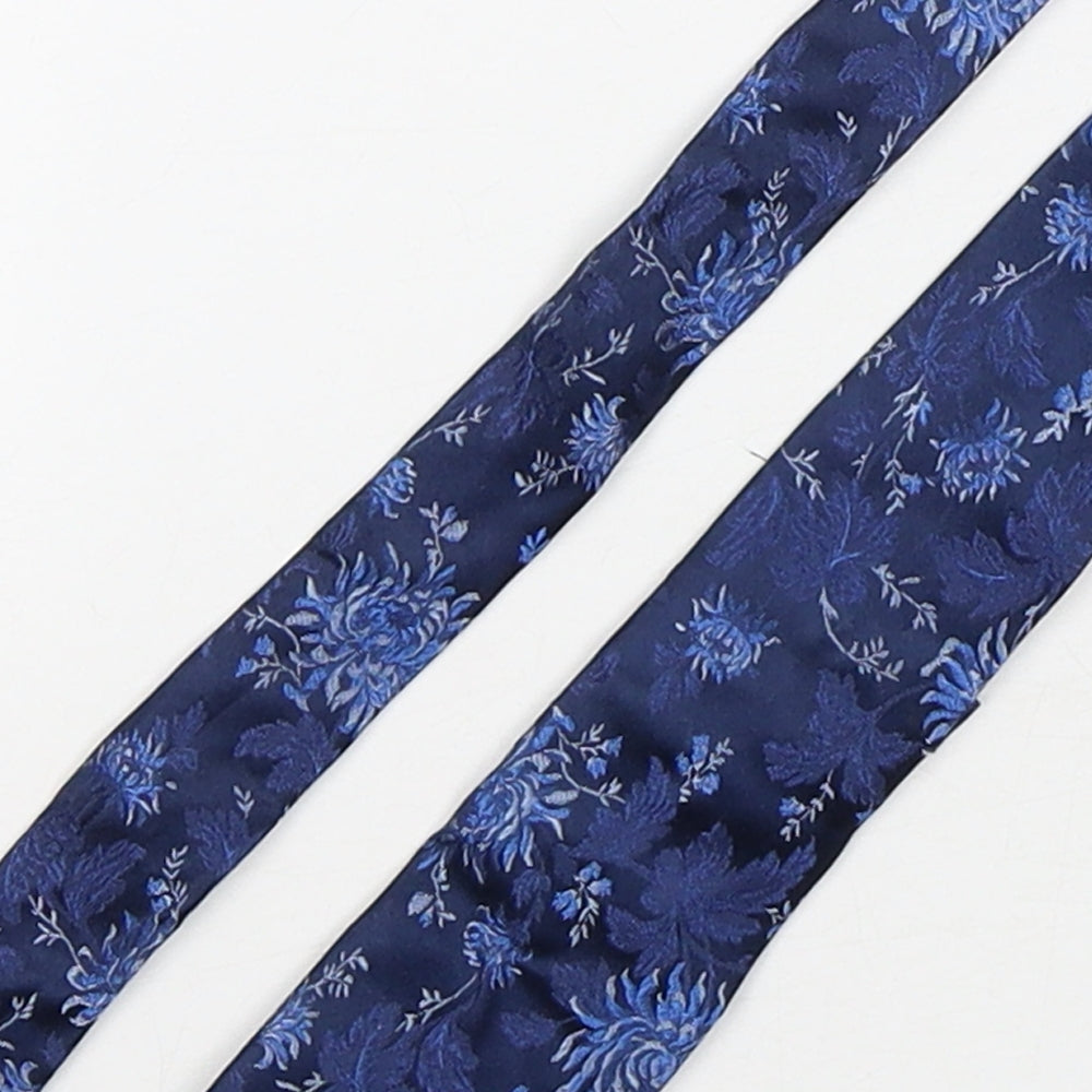 Autograph Mens Blue Floral Silk Pointed Tie One Size
