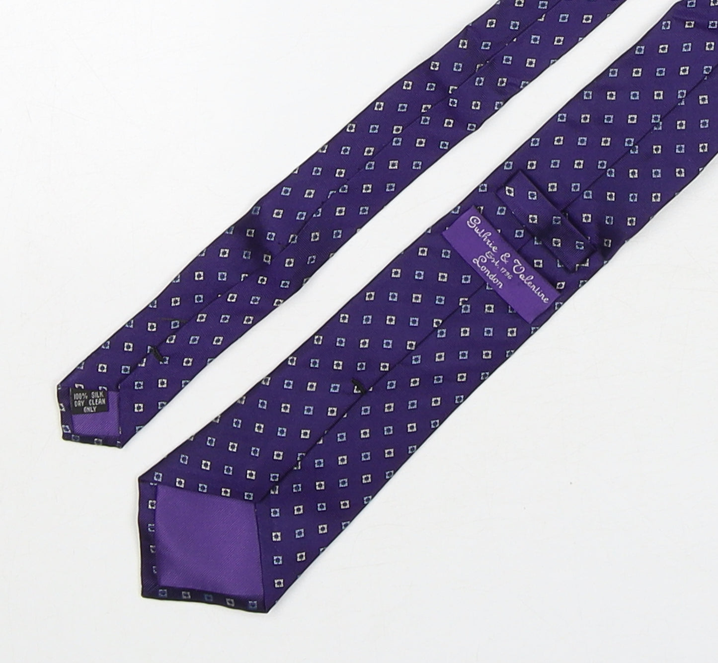Guthrie & Valentine Mens Purple Geometric Silk Pointed Tie One Size