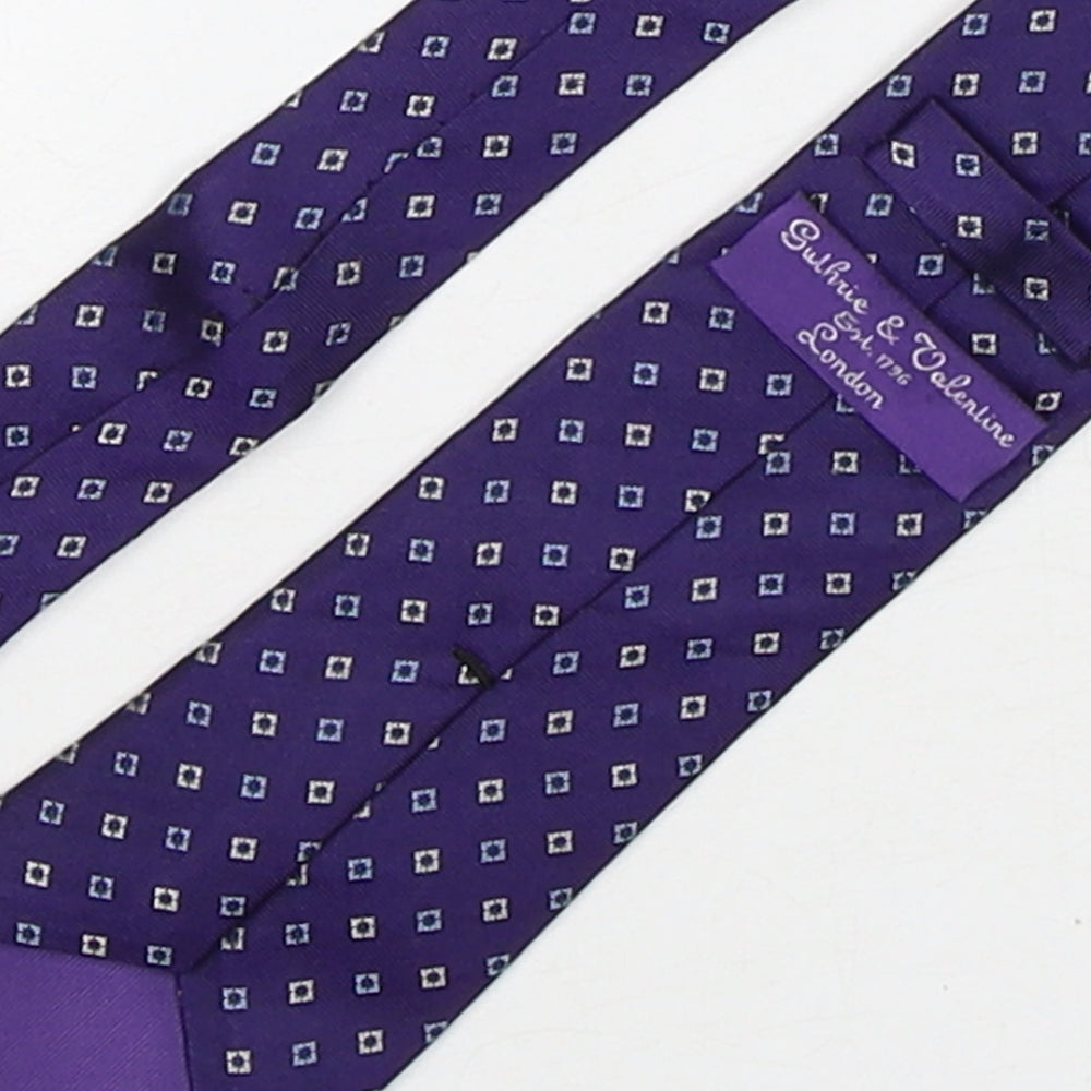 Guthrie & Valentine Mens Purple Geometric Silk Pointed Tie One Size