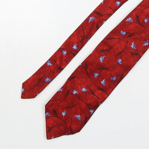 Marks and Spencer Mens Red Floral Silk Pointed Tie One Size