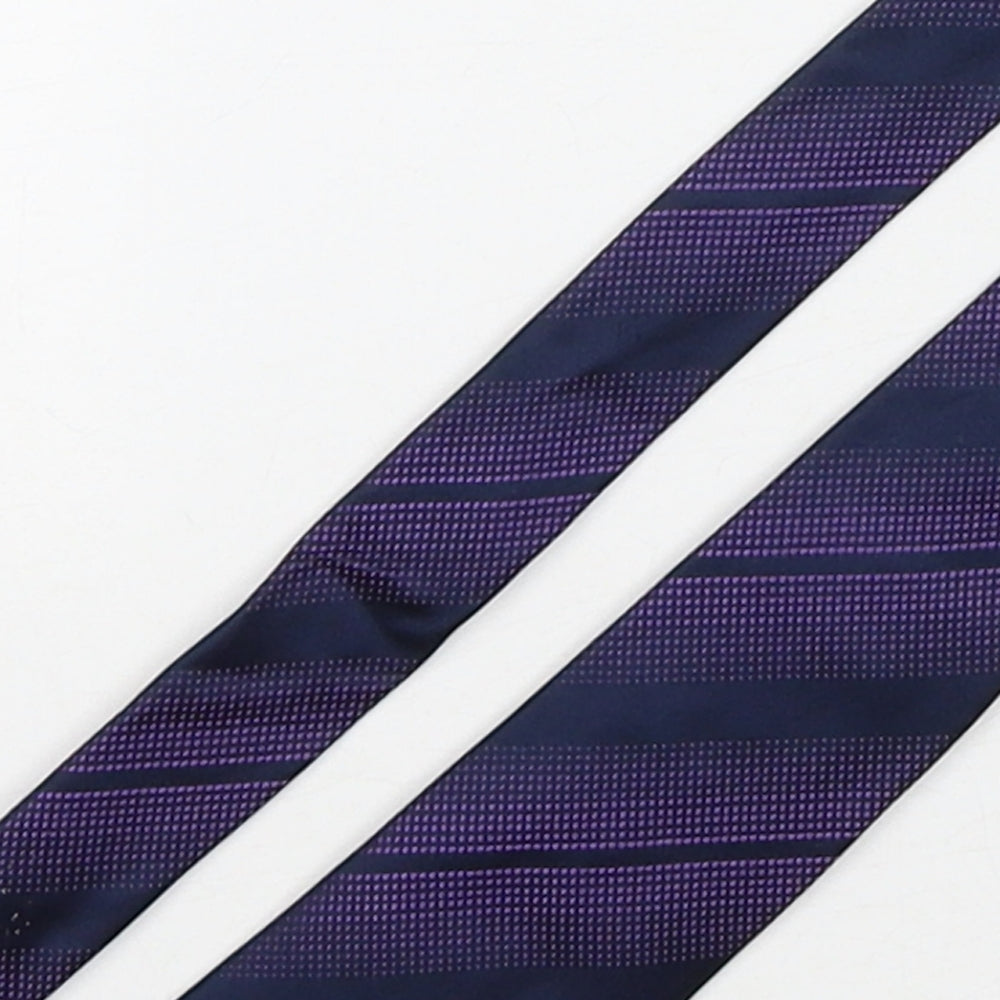Autograph Mens Purple Geometric Silk Pointed Tie One Size