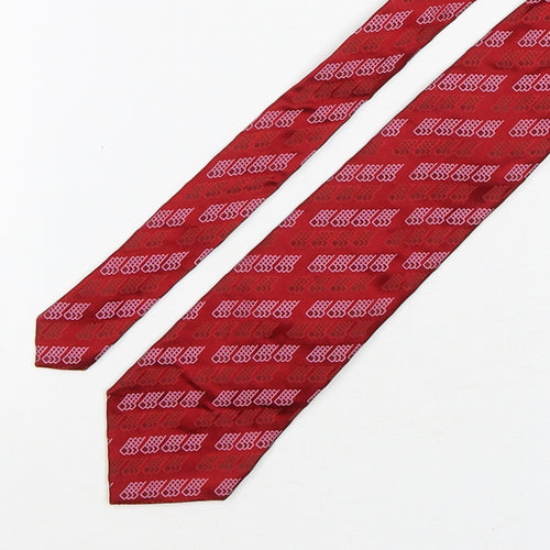 John Lewis  Mens Red Geometric Silk Pointed Tie One Size