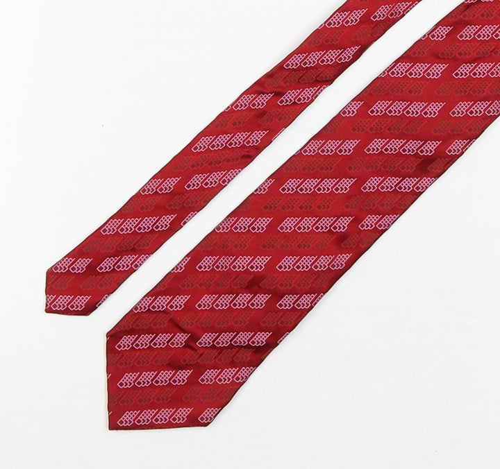 John Lewis Mens Red Geometric Silk Pointed Tie One Size