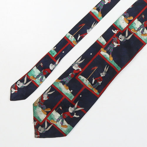 Marks and Spencer Mens Multicoloured Geometric Polyester Pointed Tie One Size - Bugs Bunny Golfing