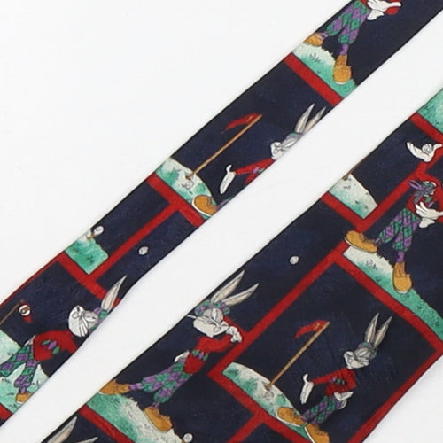 Marks and Spencer Mens Multicoloured Geometric Polyester Pointed Tie One Size - Bugs Bunny Golfing