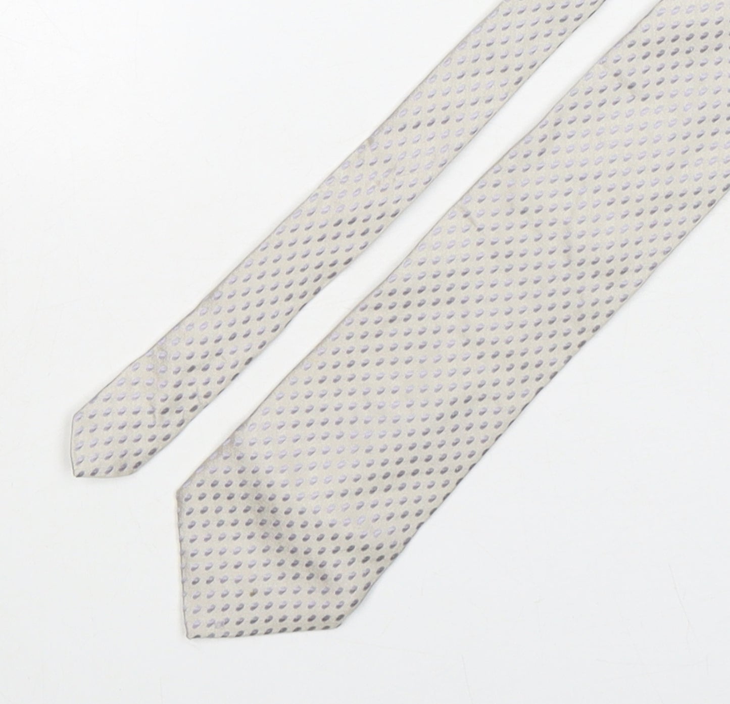 Jeff Banks Mens Silver Polka Dot Silk Pointed Tie One Size