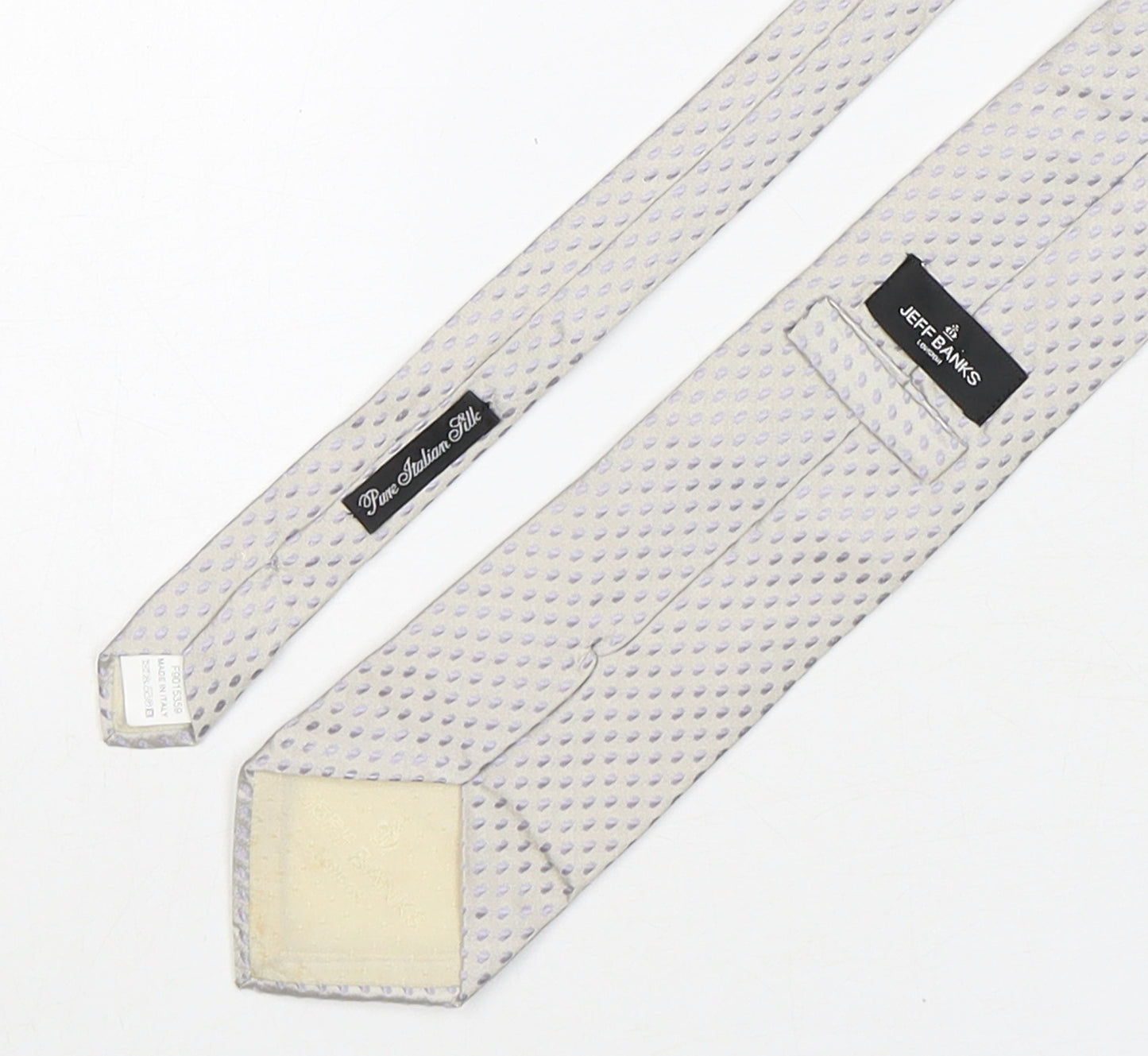 Jeff Banks Mens Silver Polka Dot Silk Pointed Tie One Size