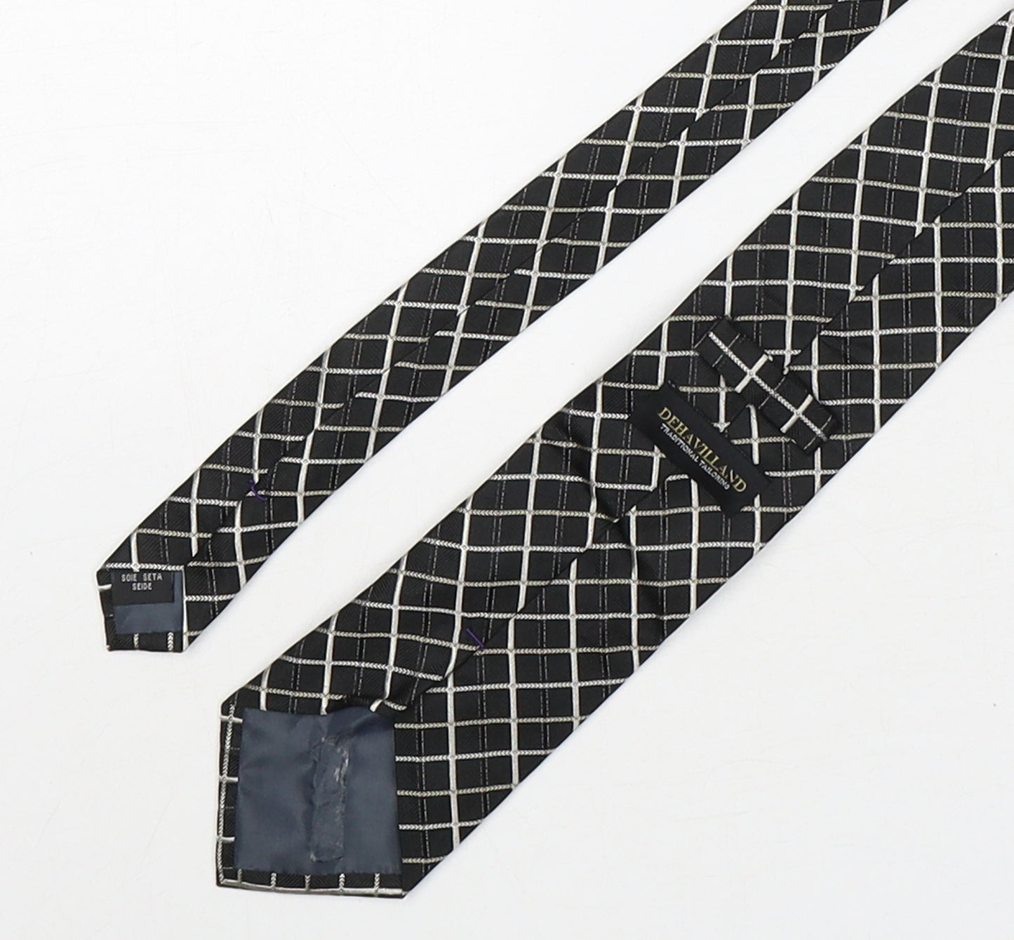 Dehavilland Mens Multicoloured Plaids & Checks Silk Pointed Tie One Size