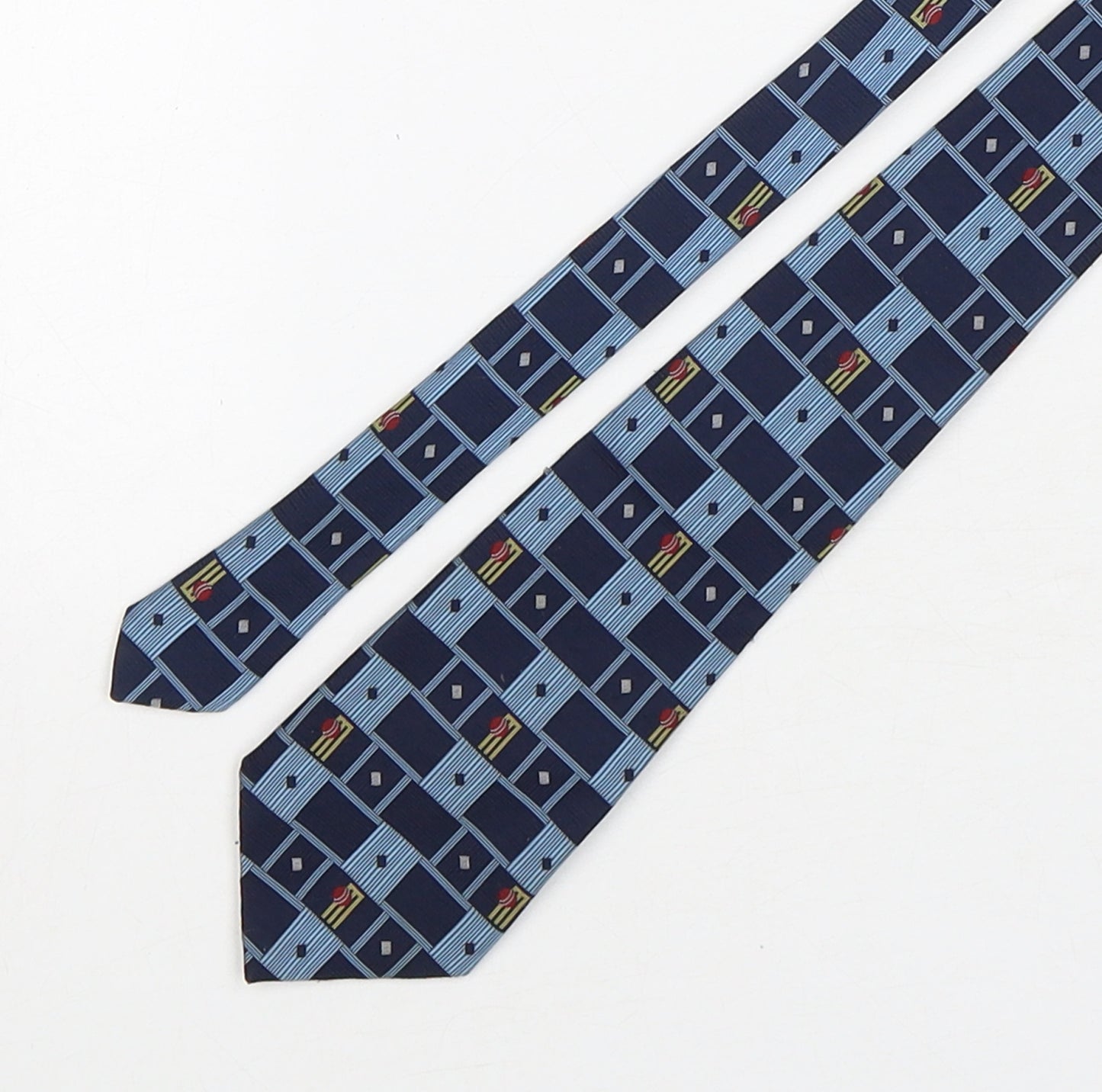 Triad Mens Blue Plaids & Checks Polyester Pointed Tie One Size - Cricket