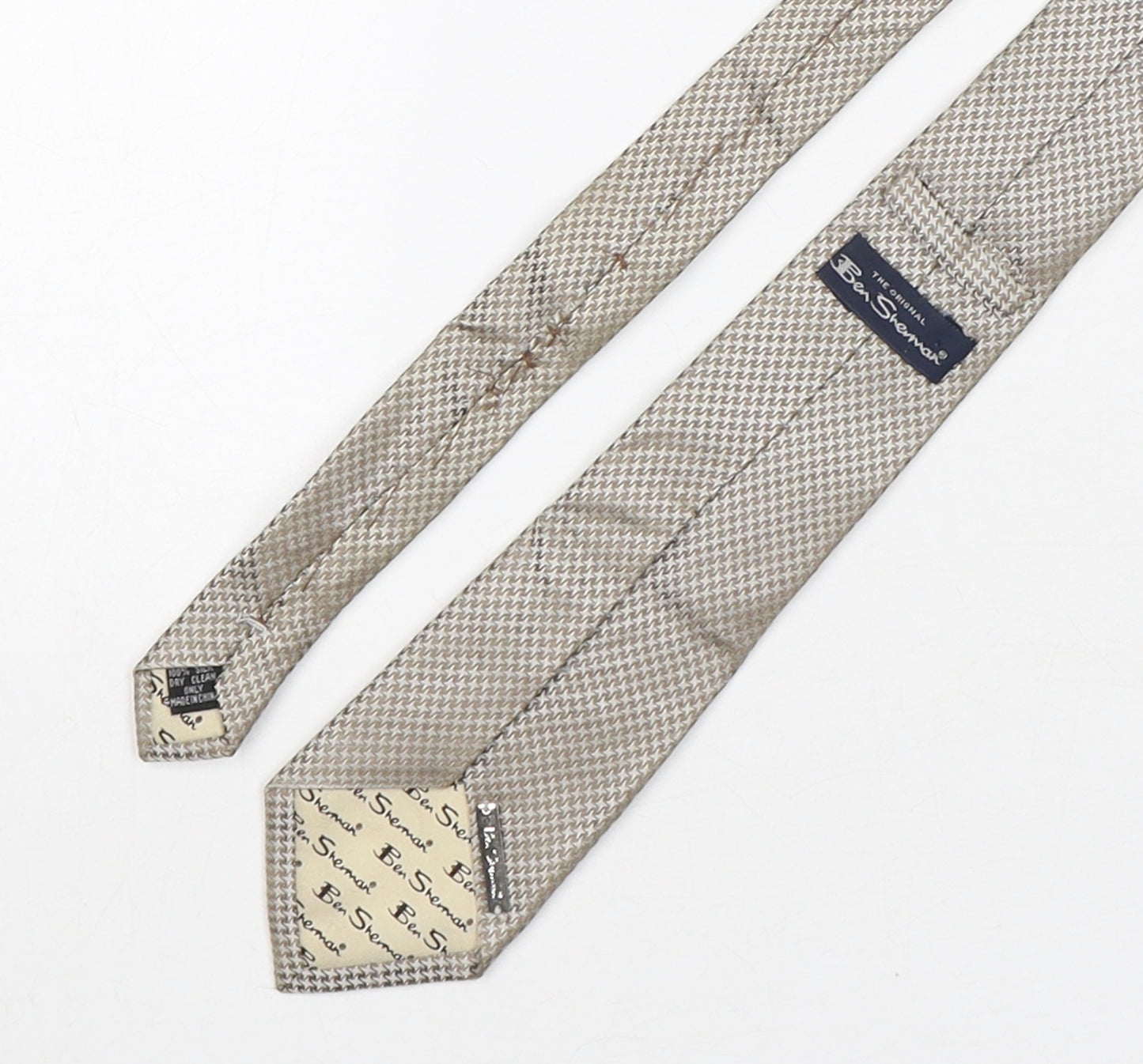Ben Sherman  Mens Beige Geometric Silk Pointed Tie One Size
