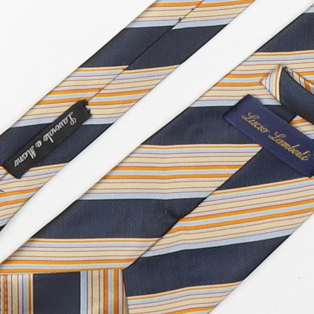 Lucio Lambeli Mens Multicoloured Striped Silk Pointed Tie One Size