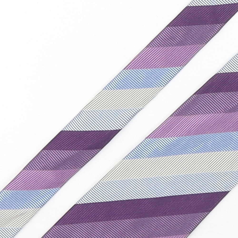 Marks and Spencer Mens Multicoloured Striped Silk Pointed Tie One Size