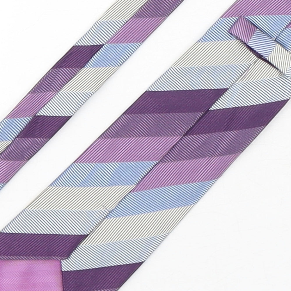 Marks and Spencer Mens Multicoloured Striped Silk Pointed Tie One Size