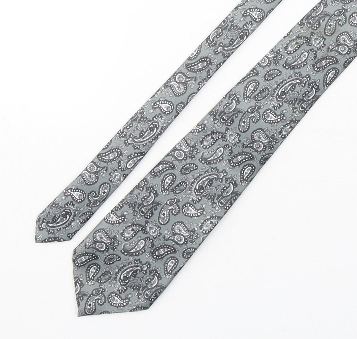 Parksden Mens Grey Paisley Silk Pointed Tie One Size