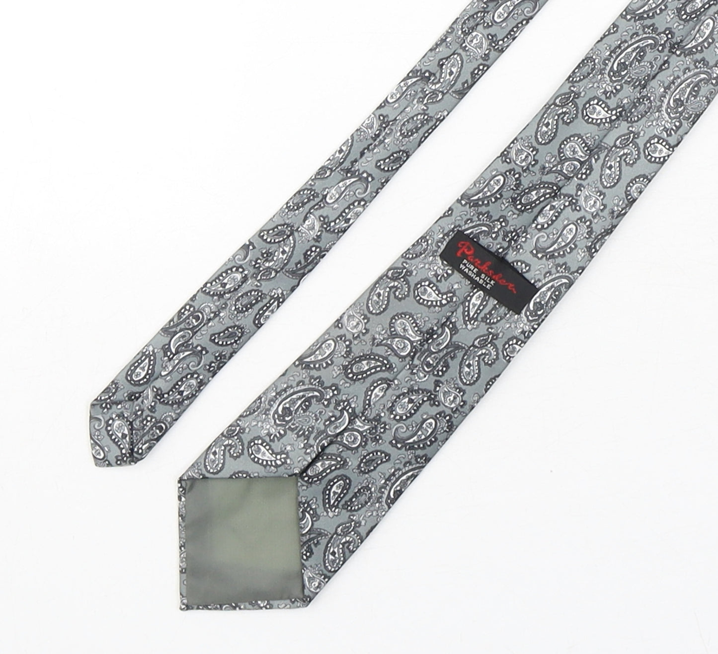 Parksden Mens Grey Paisley Silk Pointed Tie One Size