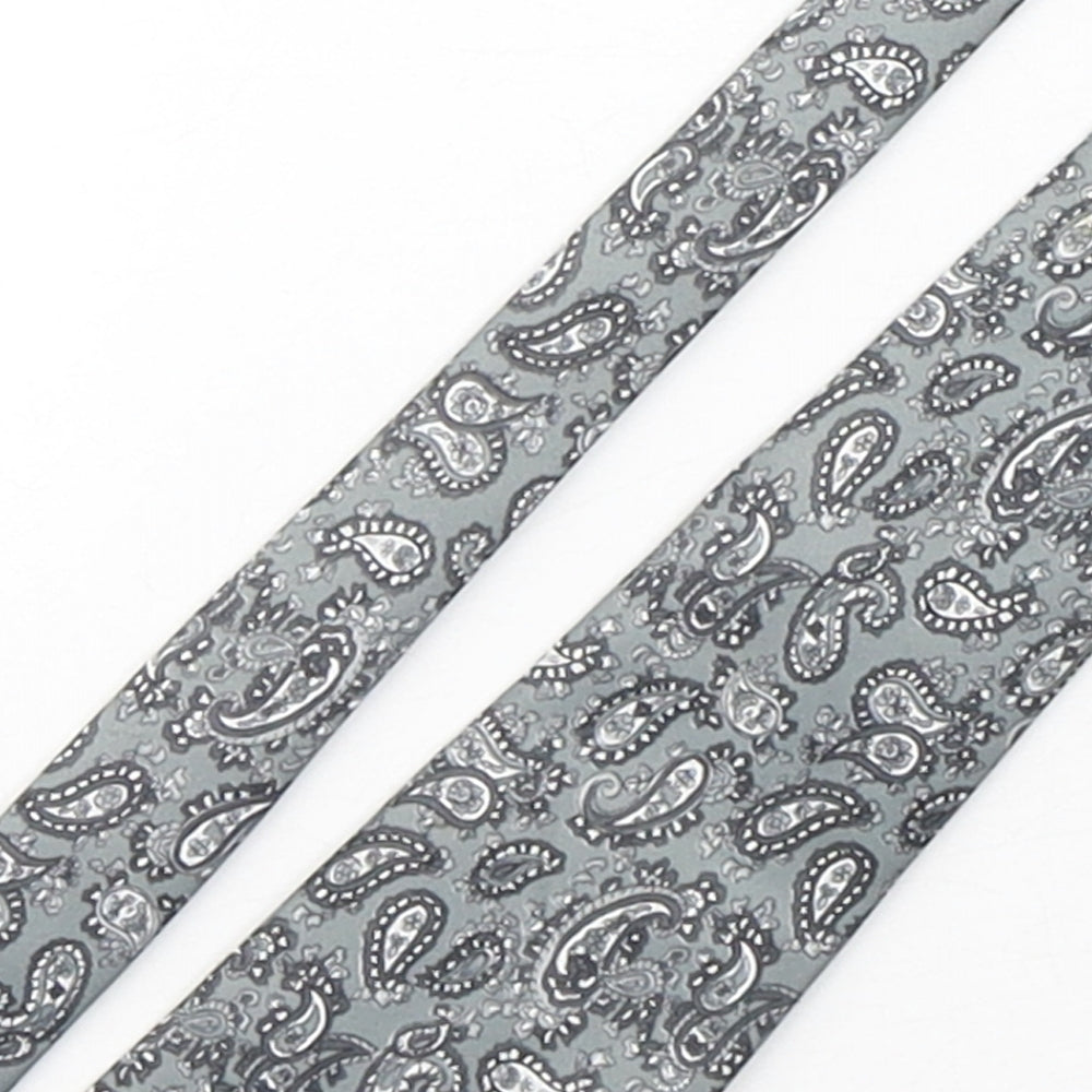 Parksden Mens Grey Paisley Silk Pointed Tie One Size