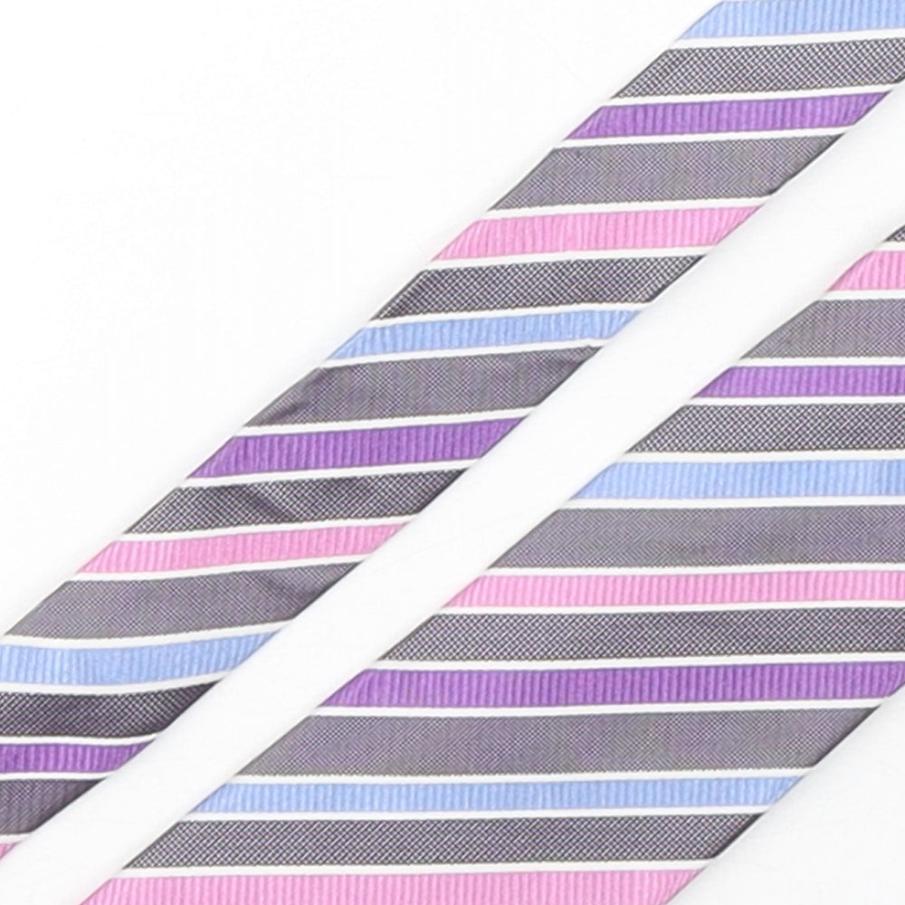 Marks and Spencer Mens Multicoloured Striped Silk Pointed Tie One Size