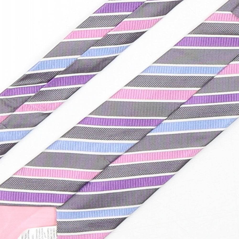 Marks and Spencer Mens Multicoloured Striped Silk Pointed Tie One Size