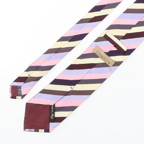 Collezione Mens Multicoloured Striped Silk Pointed Tie One Size