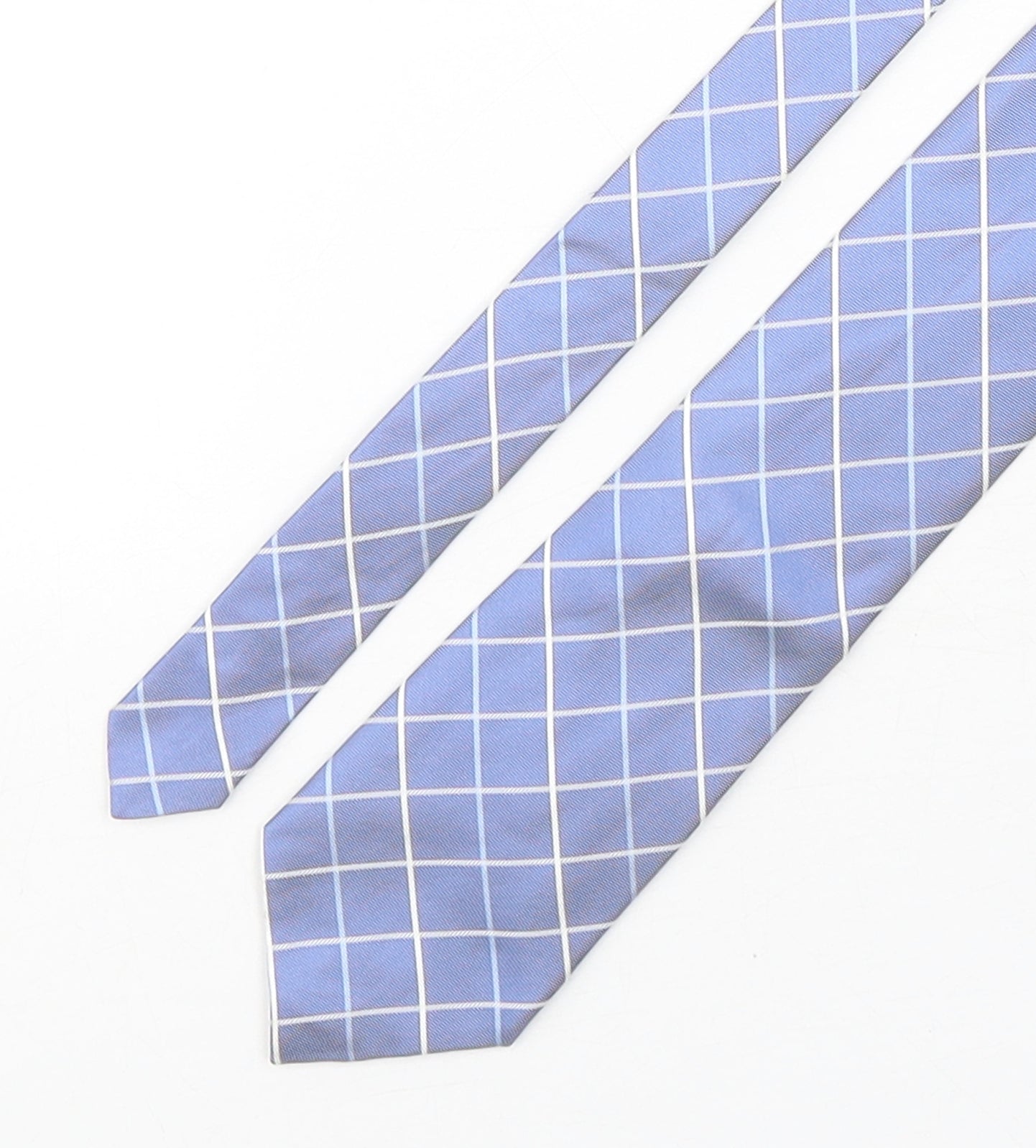 Marks and Spencer Mens Blue Plaids & Checks Silk Pointed Tie One Size