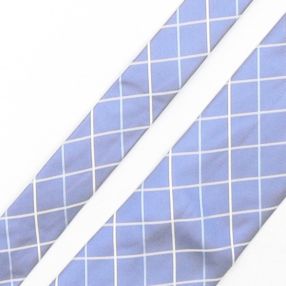 Marks and Spencer Mens Blue Plaids & Checks Silk Pointed Tie One Size