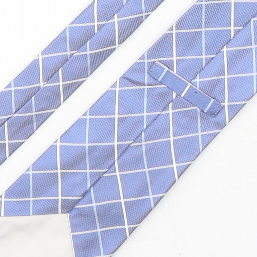 Marks and Spencer Mens Blue Plaids & Checks Silk Pointed Tie One Size