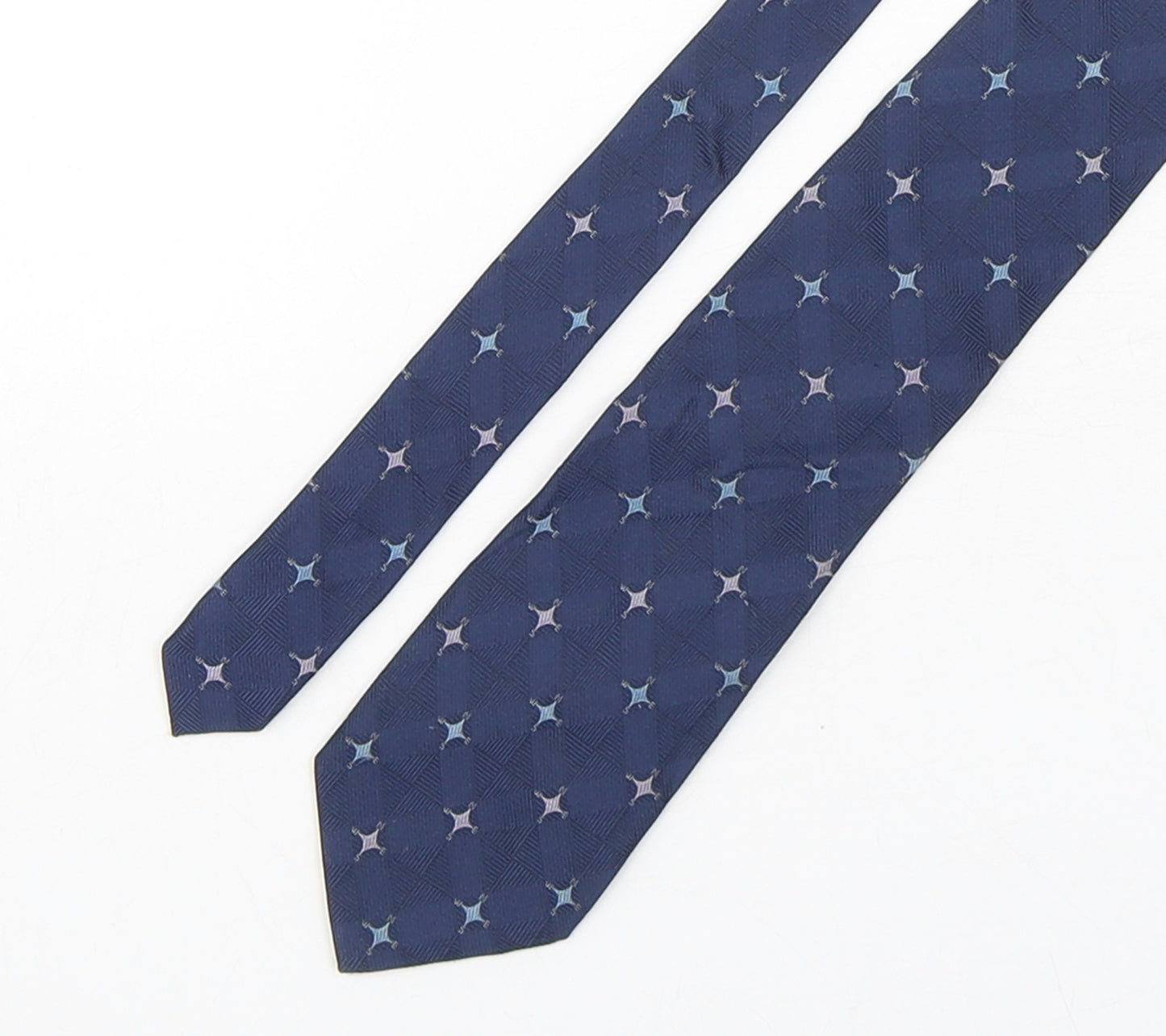 Marja Kurki  Mens Blue Geometric Silk Pointed Tie One Size