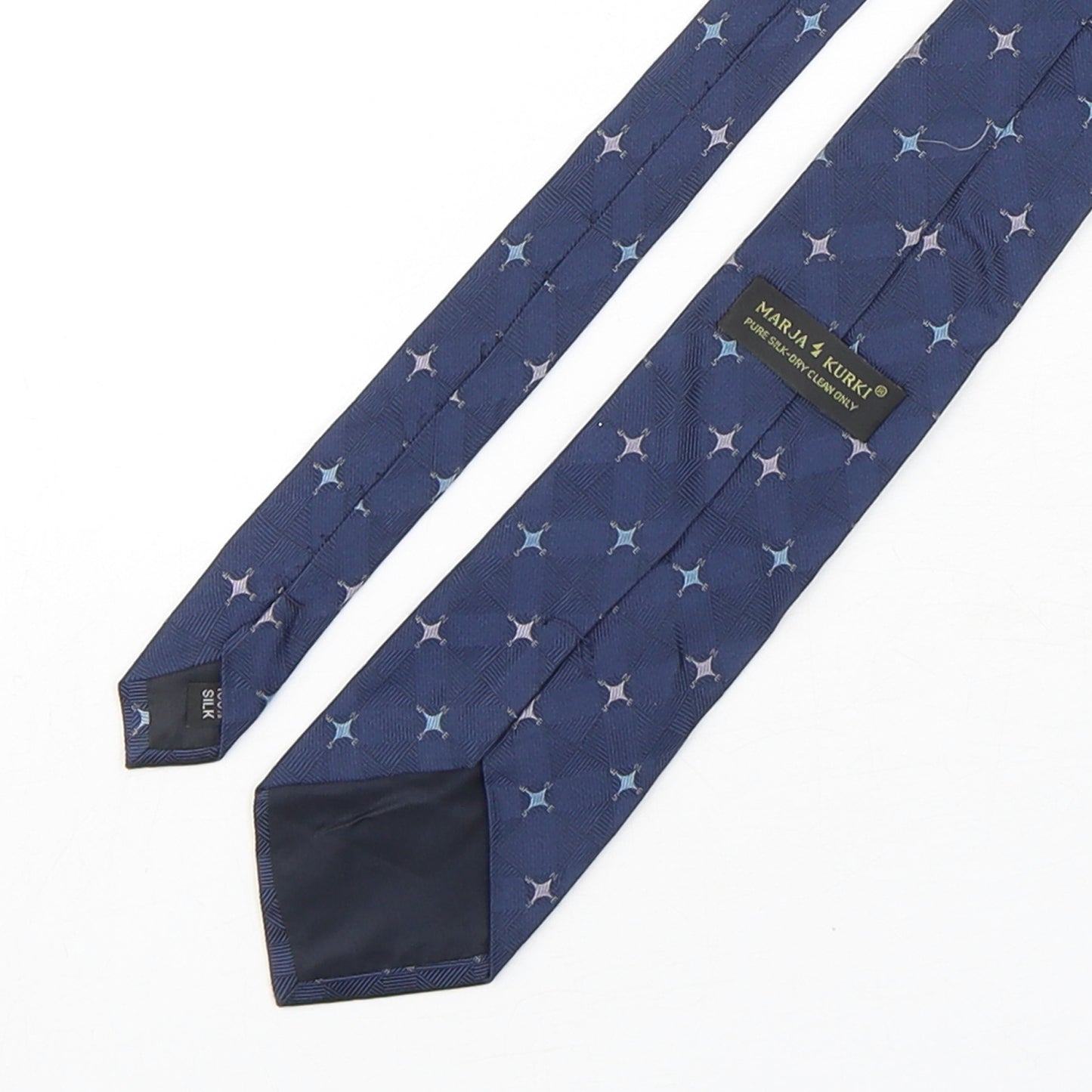 Marja Kurki  Mens Blue Geometric Silk Pointed Tie One Size
