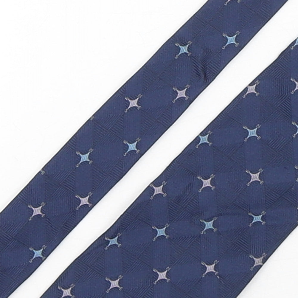 Marja Kurki  Mens Blue Geometric Silk Pointed Tie One Size