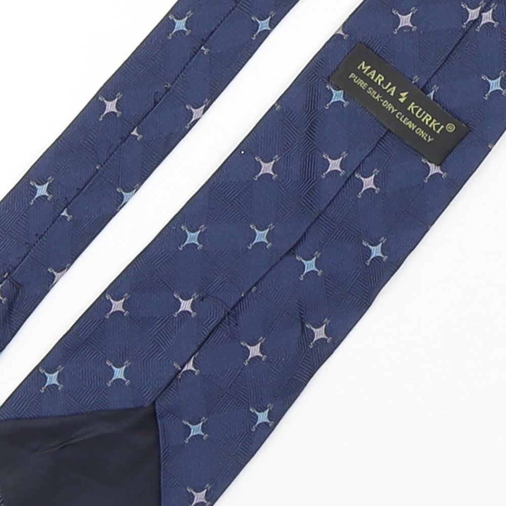 Marja Kurki  Mens Blue Geometric Silk Pointed Tie One Size
