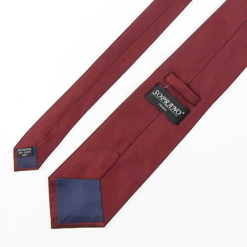 Soprano Mens Red Striped Polyester Pointed Tie One Size