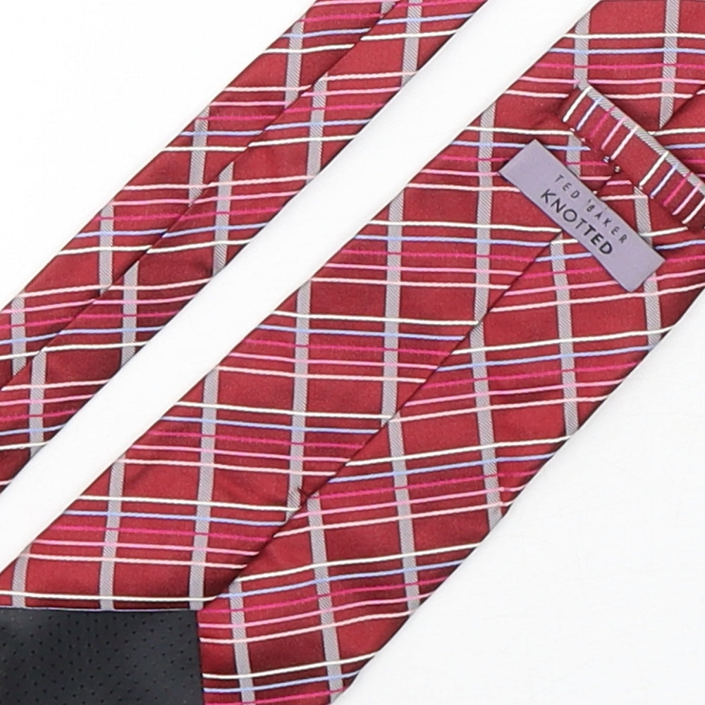 Ted Baker Mens Multicoloured Plaids & Checks Silk Pointed Tie One Size