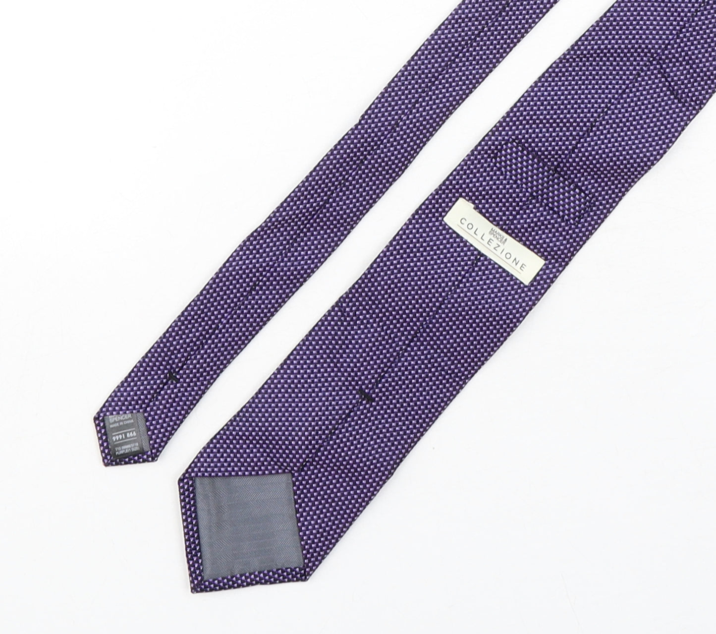 Marks and Spencer Mens Purple Geometric Silk Pointed Tie One Size