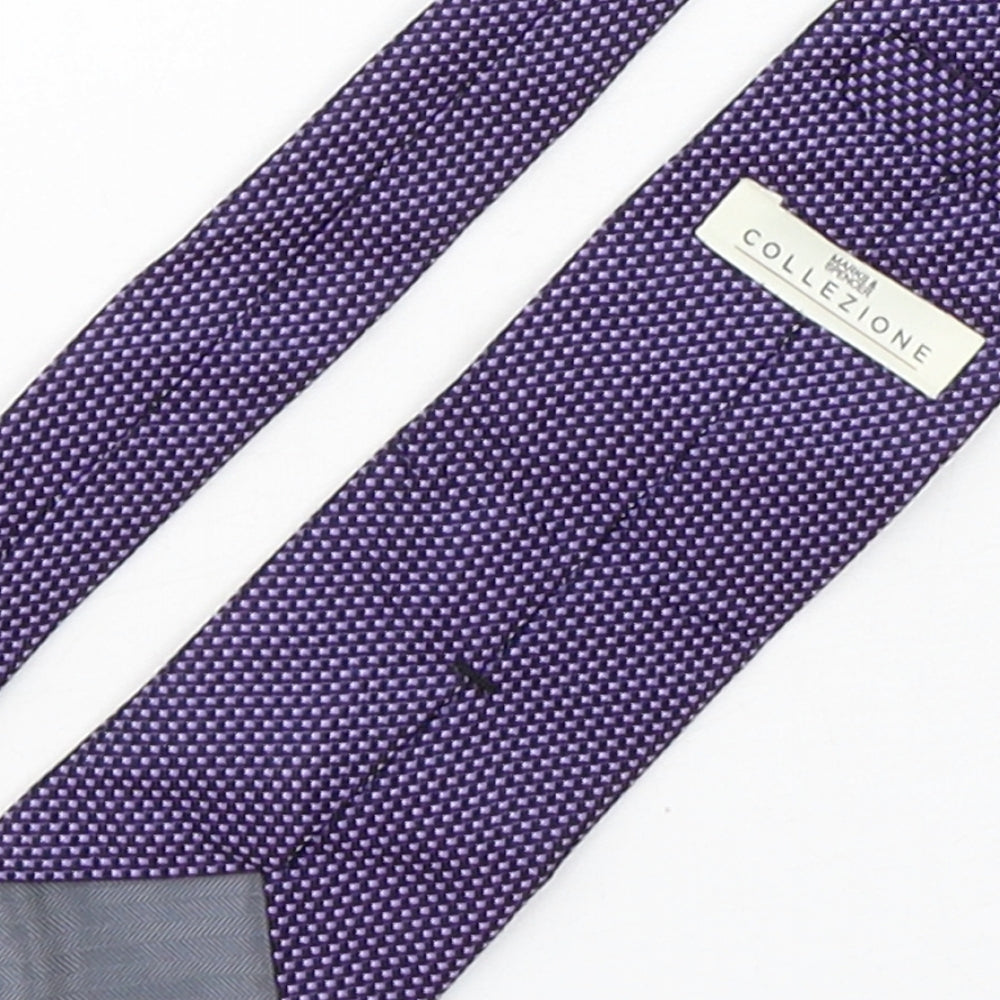 Marks and Spencer Mens Purple Geometric Silk Pointed Tie One Size
