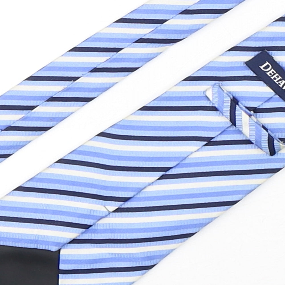 Dehavilland Mens Blue Striped Silk Pointed Tie One Size