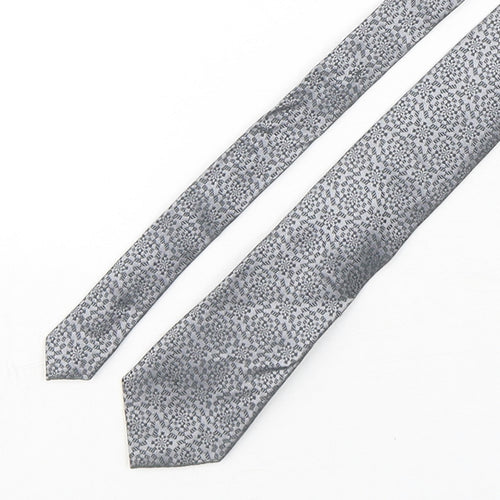 Autograph Mens Silver Geometric Silk Pointed Tie One Size