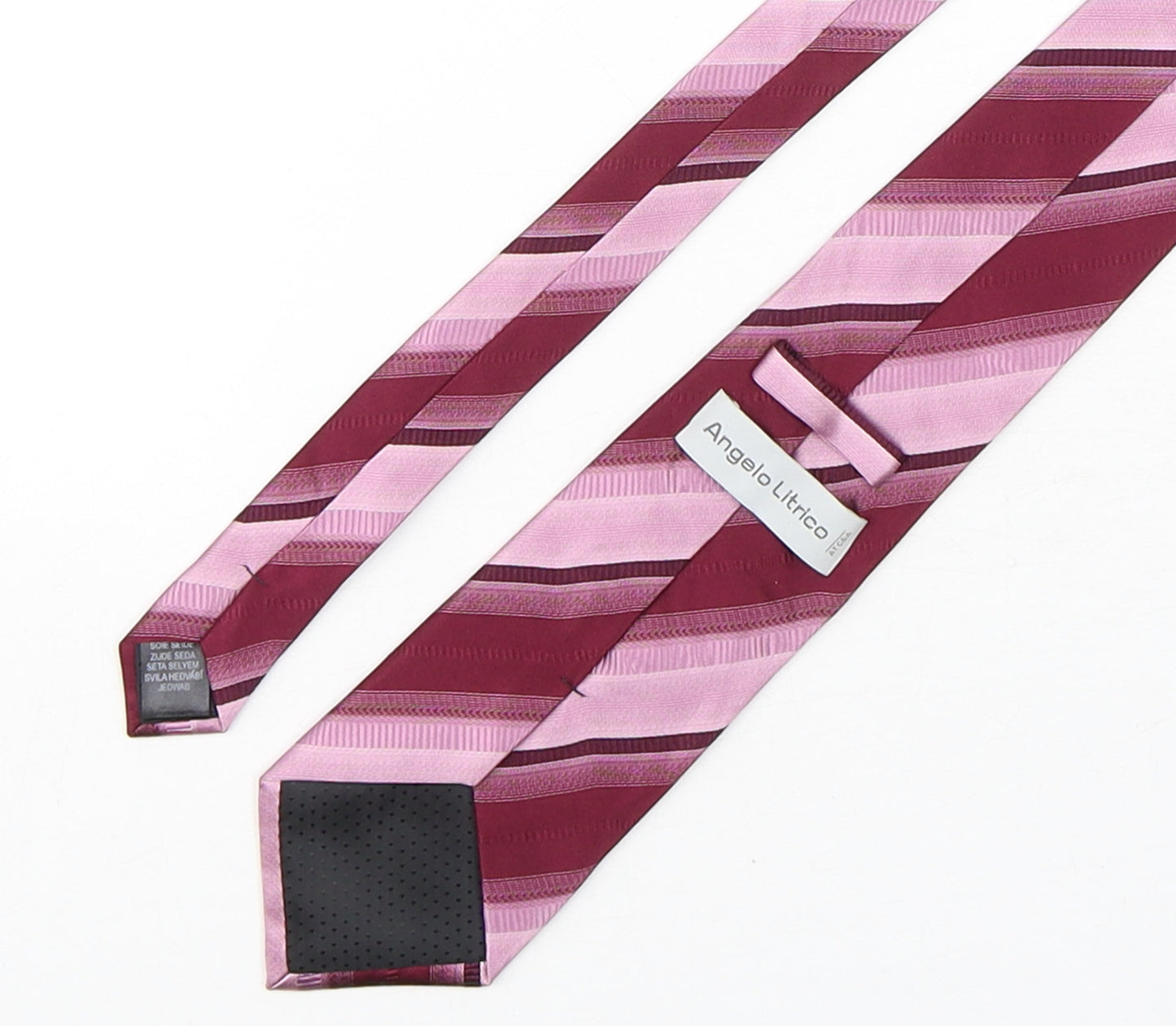 Angelo Litrico Mens Multicoloured Striped Silk Pointed Tie One Size