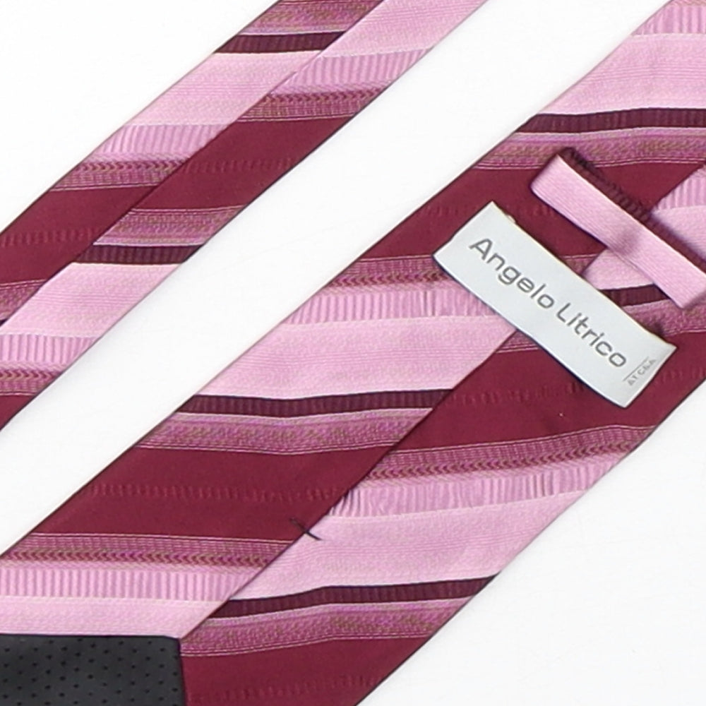 Angelo Litrico Mens Multicoloured Striped Silk Pointed Tie One Size
