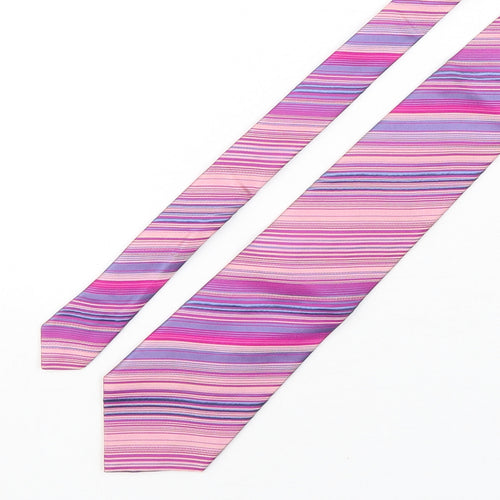 Autograph Mens Multicoloured Striped Silk Pointed Tie One Size