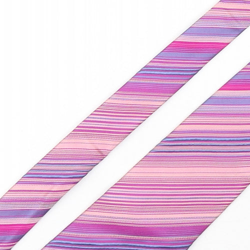 Autograph Mens Multicoloured Striped Silk Pointed Tie One Size