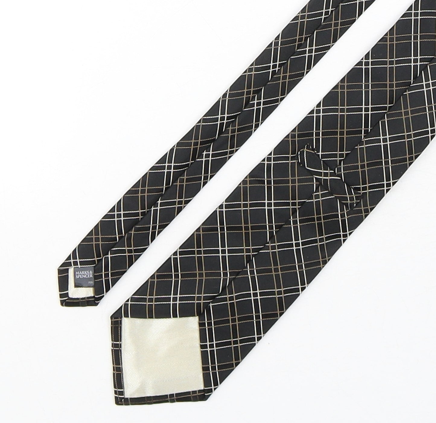 Marks and Spencer Mens Multicoloured Plaids & Checks Silk Pointed Tie One Size
