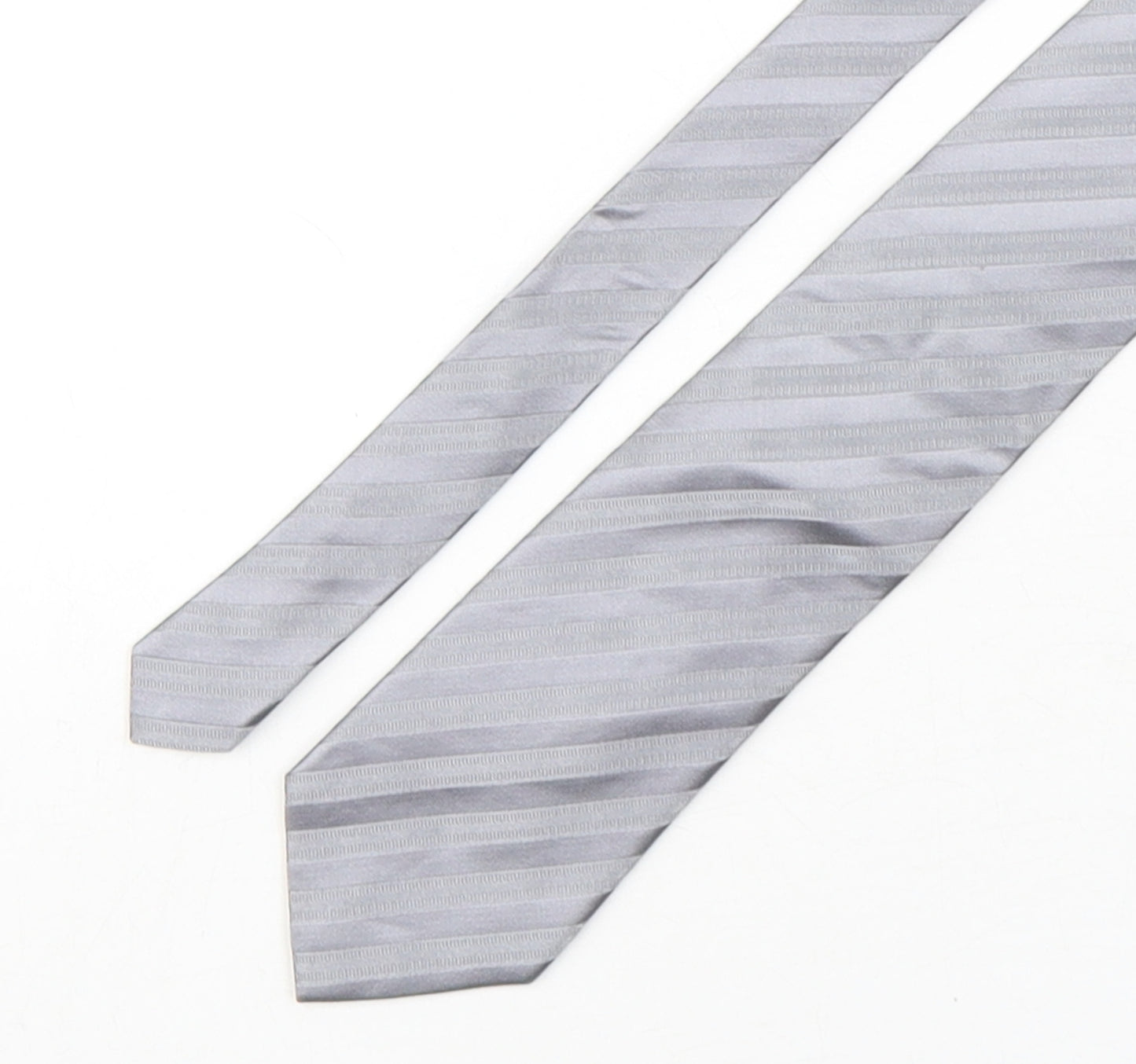 Dehavilland Mens Silver Striped Silk Pointed Tie One Size