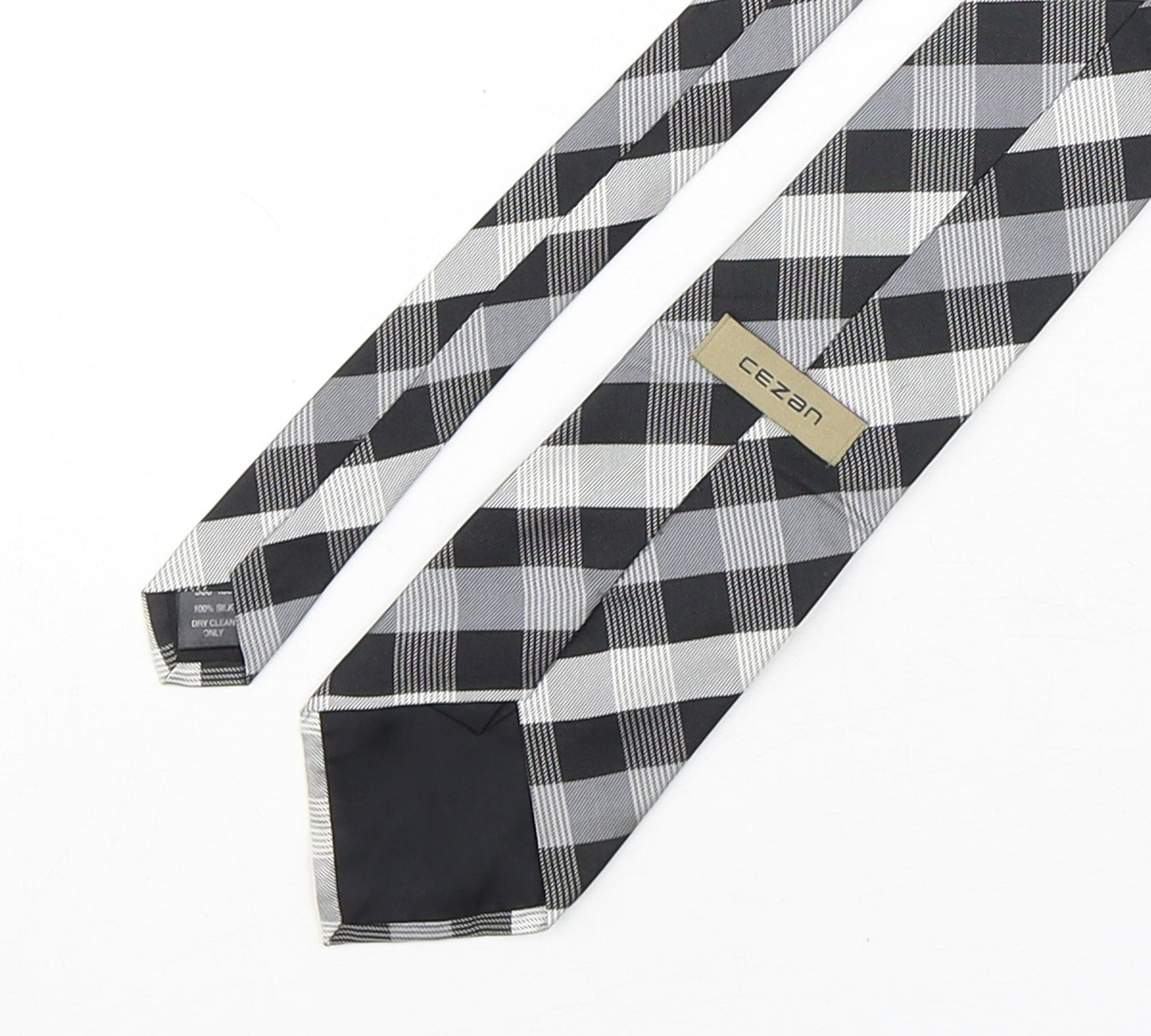 Cezan  Mens Multicoloured Plaids & Checks Silk Pointed Tie One Size