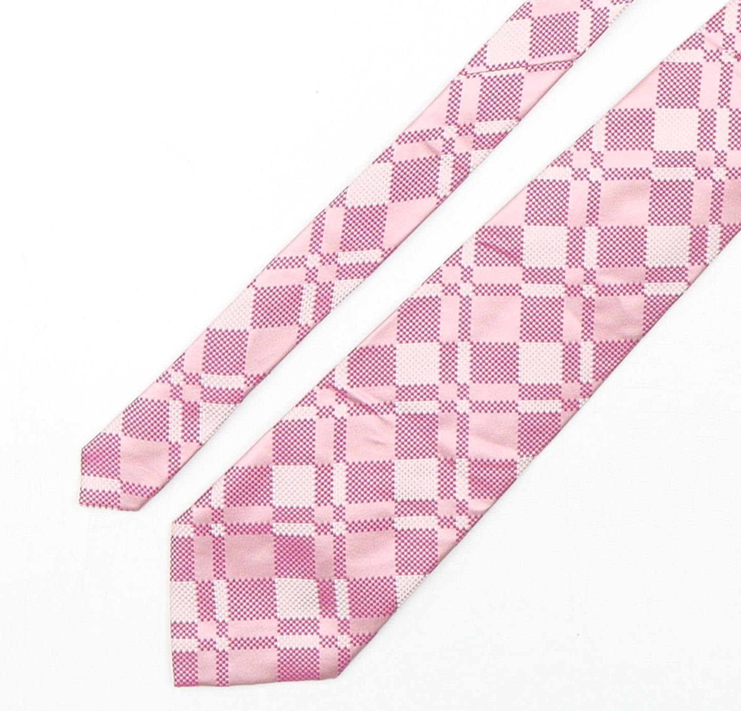 Van Heusen Mens Pink Plaids & Checks Silk Pointed Tie One Size